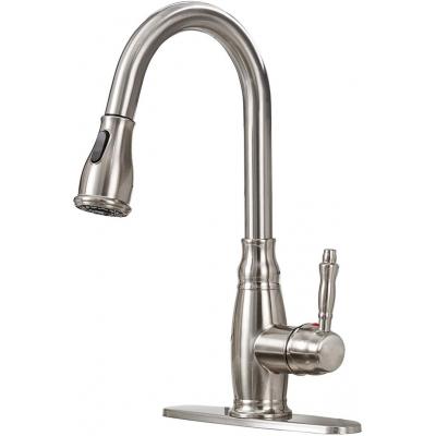 Antique Single Handle Pull Down Sprayer Brushed Nickel Kitchen Faucet,...