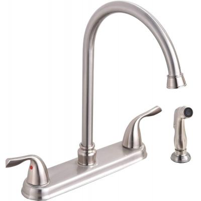 SHACO Brushed Nickel Two Handle Kitchen Faucet, High Arch 360 Swivel K...