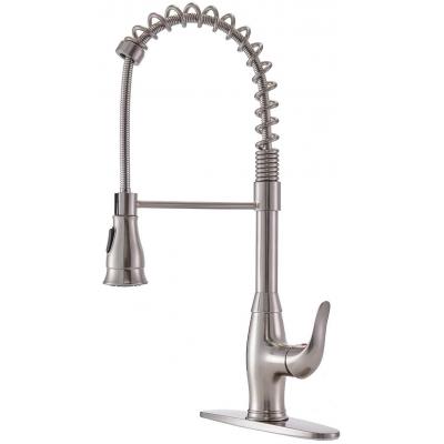 SHACO Modern Lead Free Pull Down Sprayer Spring Kitchen Faucet, Brushe...
