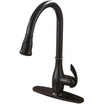 Solid Brass Single Lever Oil Rubbed Bronze Pull Out Sprayer Kitchen Fa...