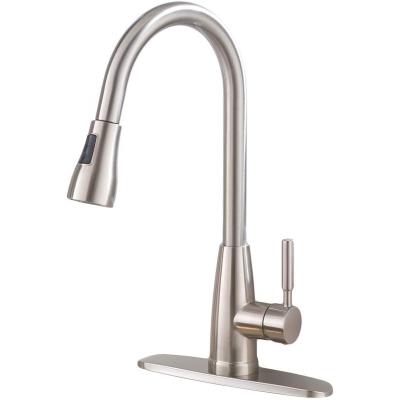 Commercial Brushed Nickel Single Handle Pull Down Sprayer Kitchen Fauc...