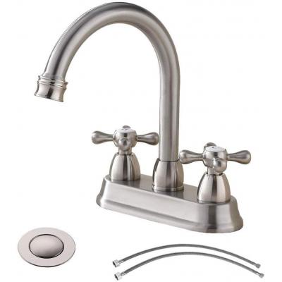 SHACO Commercial Brushed Nickel 2 Handle bathroom faucet, Stainless St...