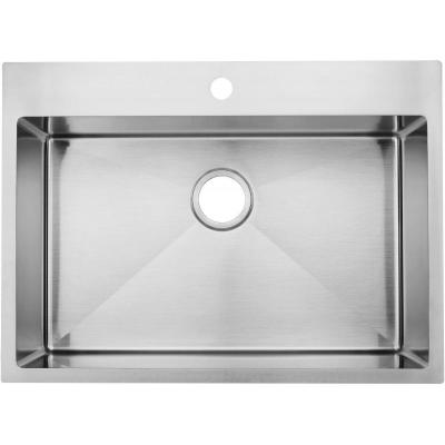 Commercial 28 inch 16 Gauge Top mount Drop-in Single Bowl Basin Handma...