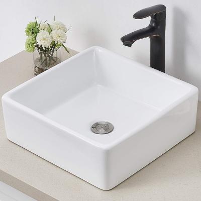 SHACO Rectangle Counter Clear White Porcelain Ceramic Bathroom Vessel ...